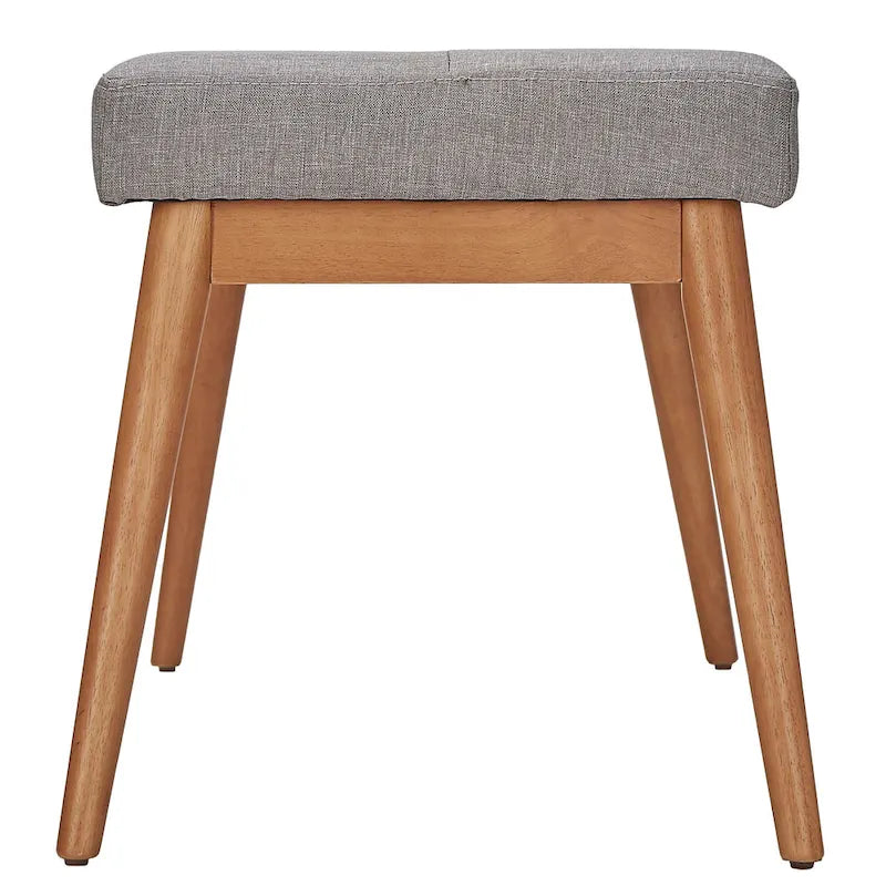 Slanted-leg linen dining chair bench