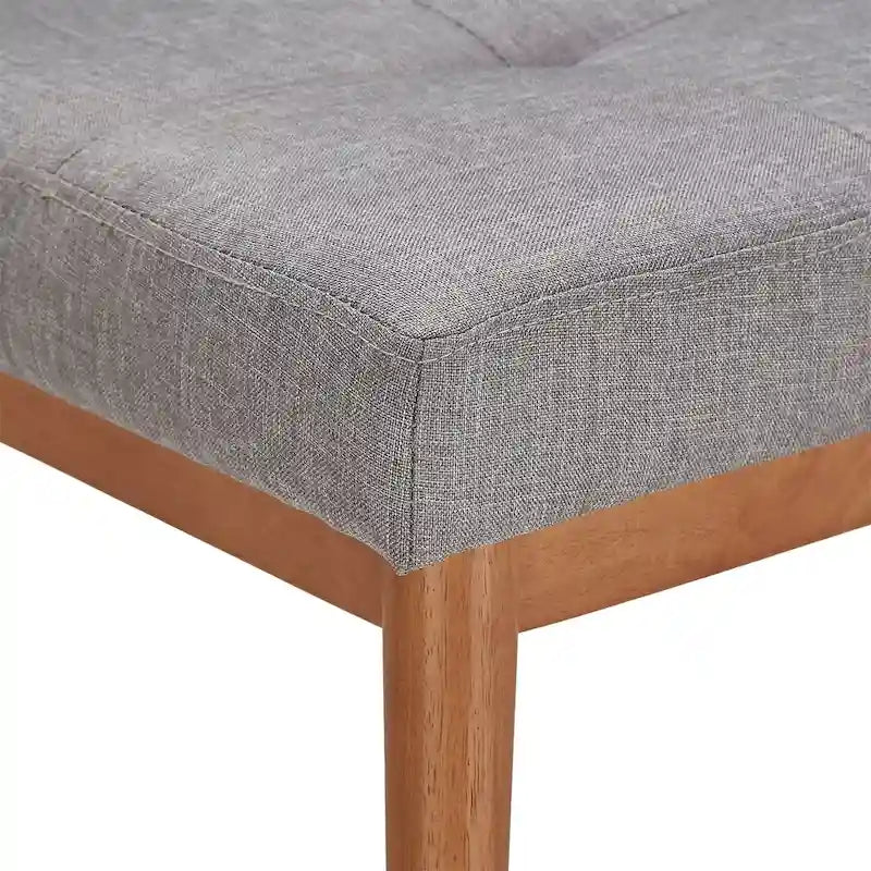 Slanted-leg linen dining chair bench