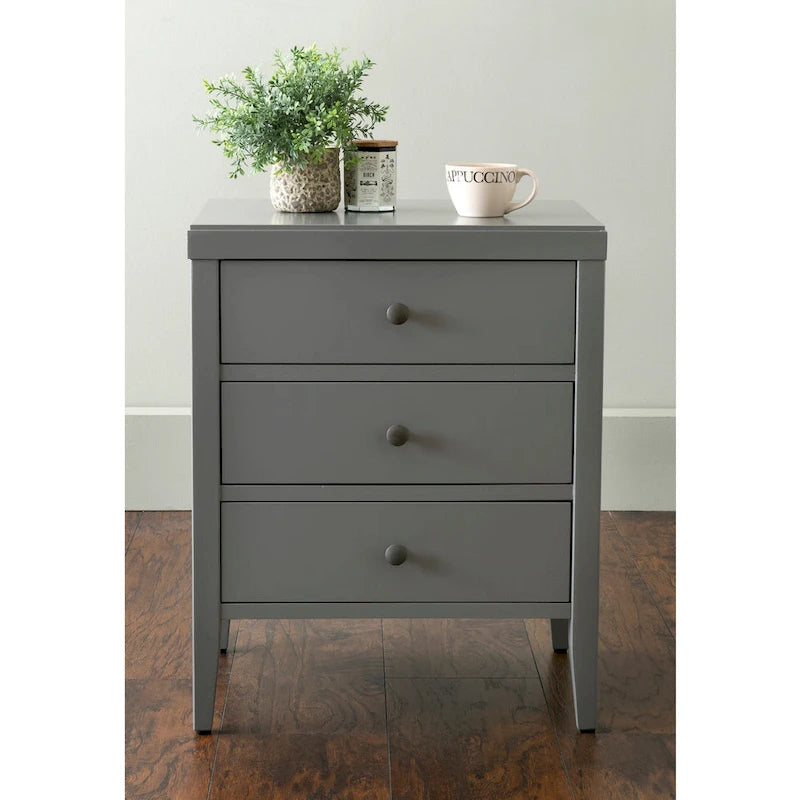 Solid Wood & MDF 3-Drawer Nightstand Fully Assembled, Modern Retro Style, Multiple Color Options