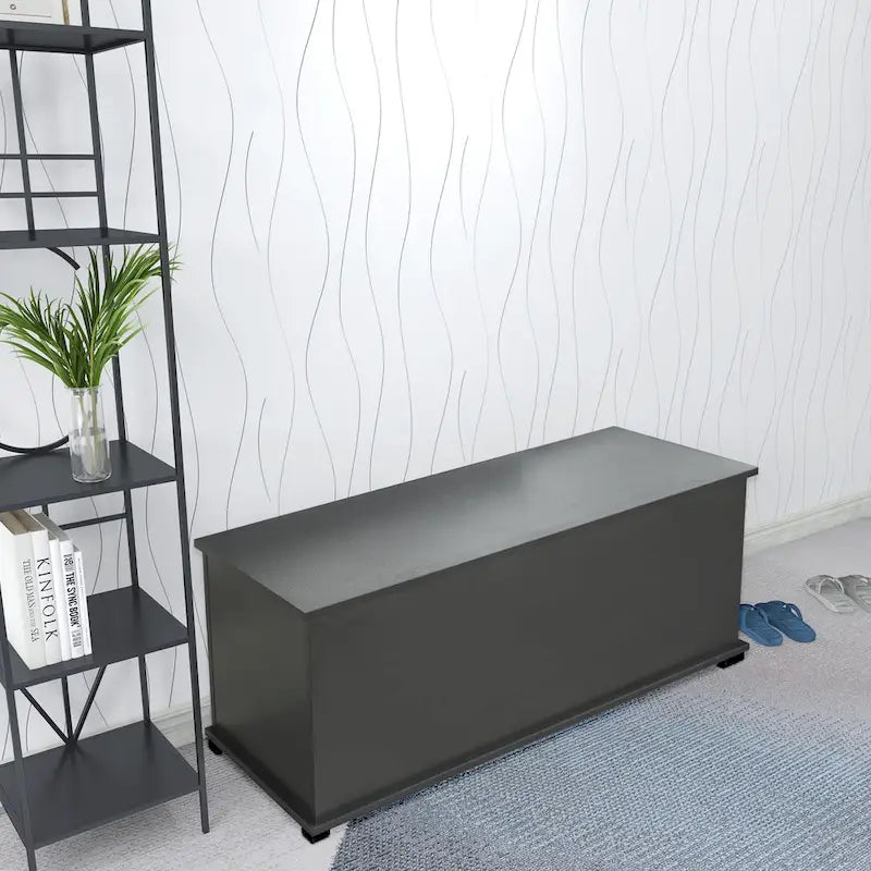 Modern 39.4" Wooden Storage Chest, Lift-Top Bench with 353 lb Capacity, White Engineered Wood