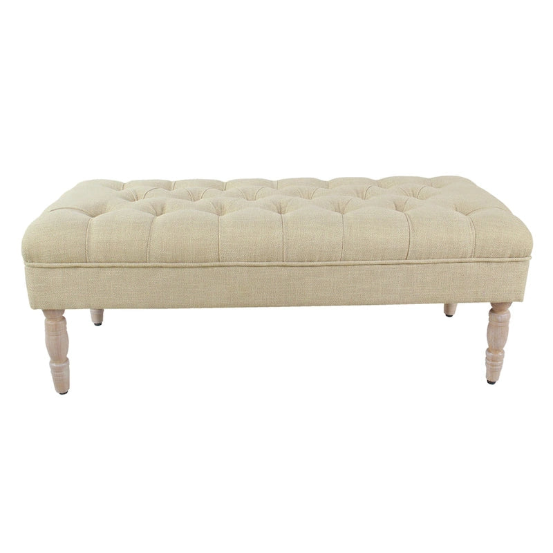 Classic button-tufted bench, 42-inch multi-functional storage ottoman with wooden legs.