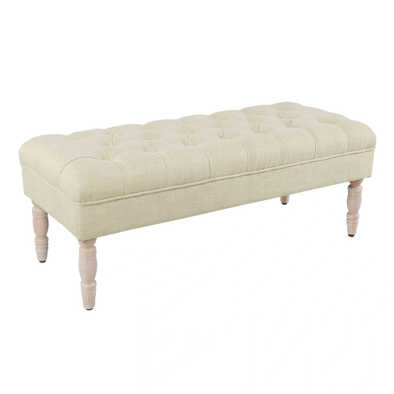 Classic button-tufted bench, 42-inch multi-functional storage ottoman with wooden legs.
