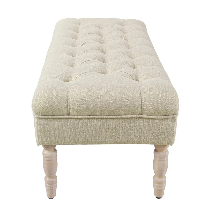 Classic button-tufted bench, 42-inch multi-functional storage ottoman with wooden legs.