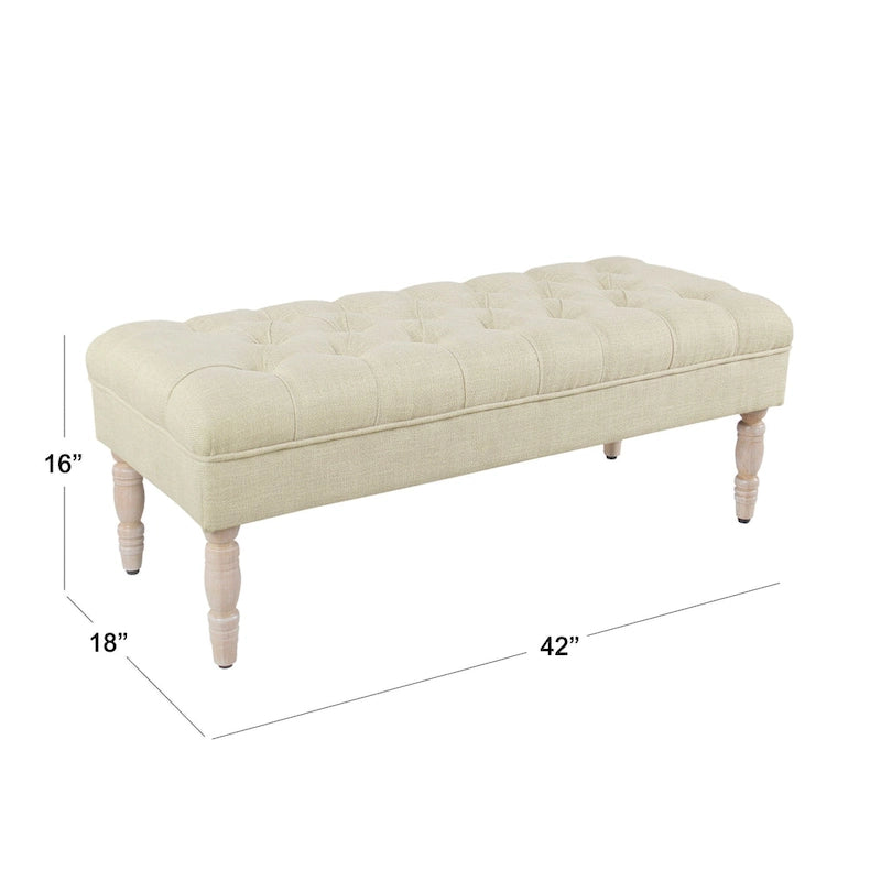Classic button-tufted bench, 42-inch multi-functional storage ottoman with wooden legs.