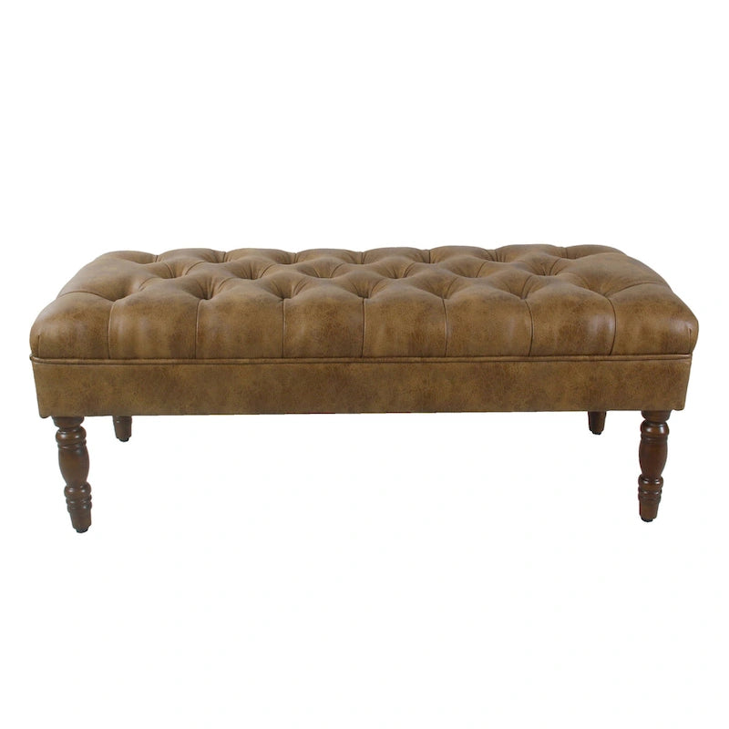 Classic button-tufted bench, 42-inch multi-functional storage ottoman with wooden legs.