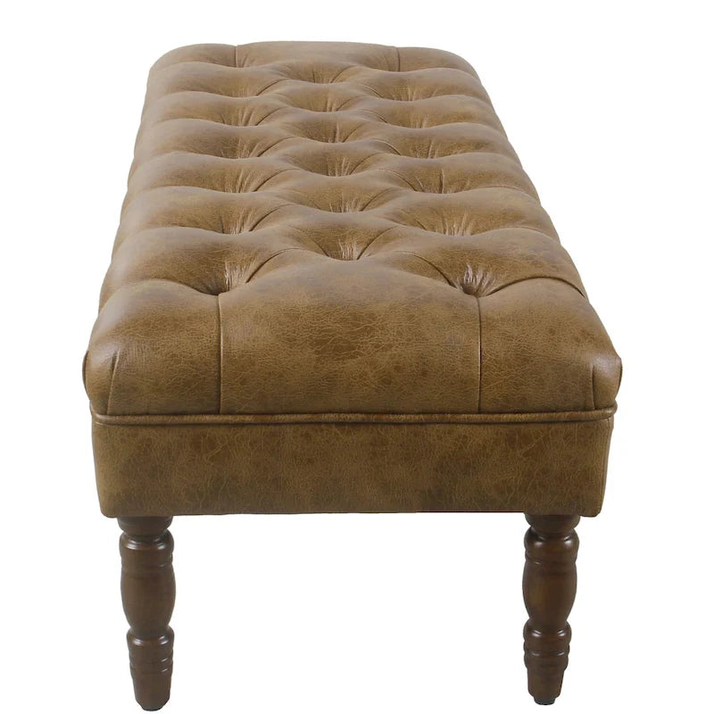 Classic button-tufted bench, 42-inch multi-functional storage ottoman with wooden legs.