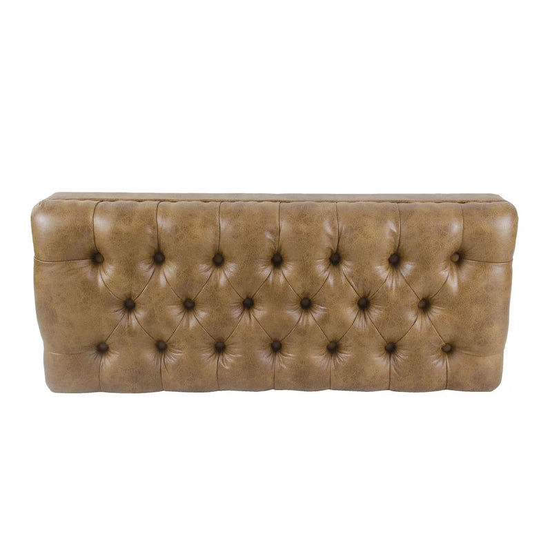 Classic button-tufted bench, 42-inch multi-functional storage ottoman with wooden legs.