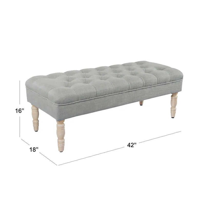 Classic button-tufted bench, 42-inch multi-functional storage ottoman with wooden legs.
