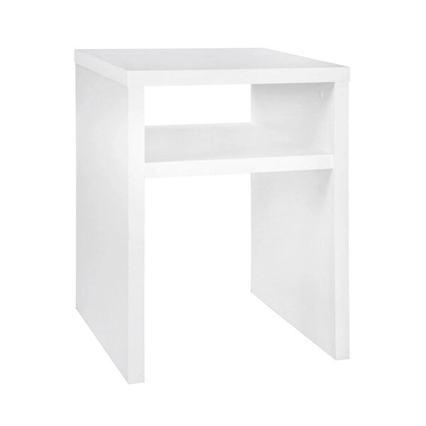 Modular End Table with Dual-Sided Open Storage, Laminate Construction & Compact Size for Multi-Room Use