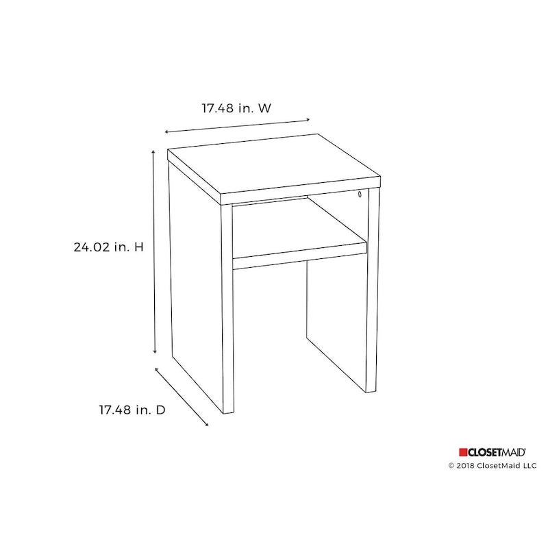 Modular End Table with Dual-Sided Open Storage, Laminate Construction & Compact Size for Multi-Room Use