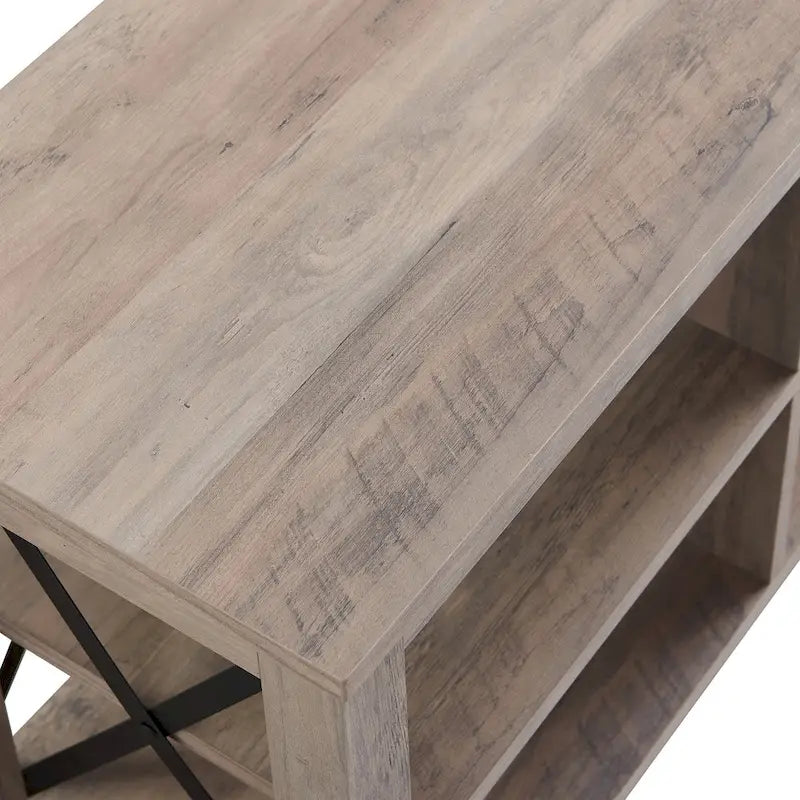 65" Modern Farmhouse TV Stand with Electric Fireplace, X-Shaped Metal Accents & 75 lb Top Capacity