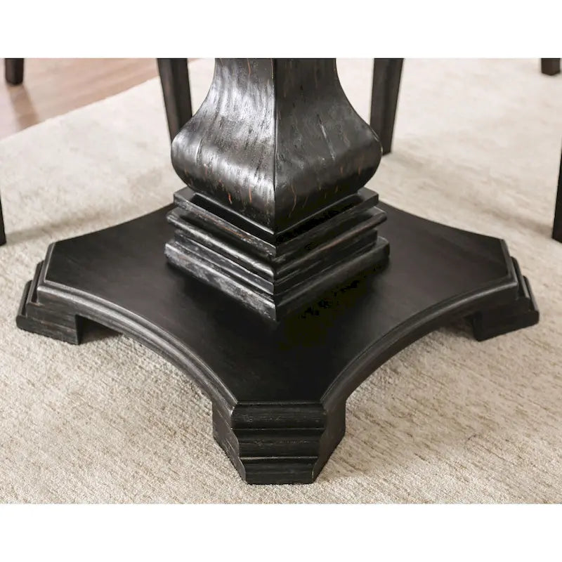 5-Piece Dining Set with Marble Tabletop & Upholstered Chairs, Country Style, 48" Table, 250 lb Chair Capacity