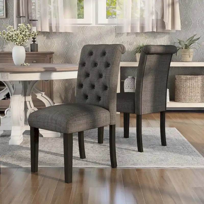 5-Piece Dining Set with Marble Tabletop & Upholstered Chairs, Country Style, 48" Table, 250 lb Chair Capacity