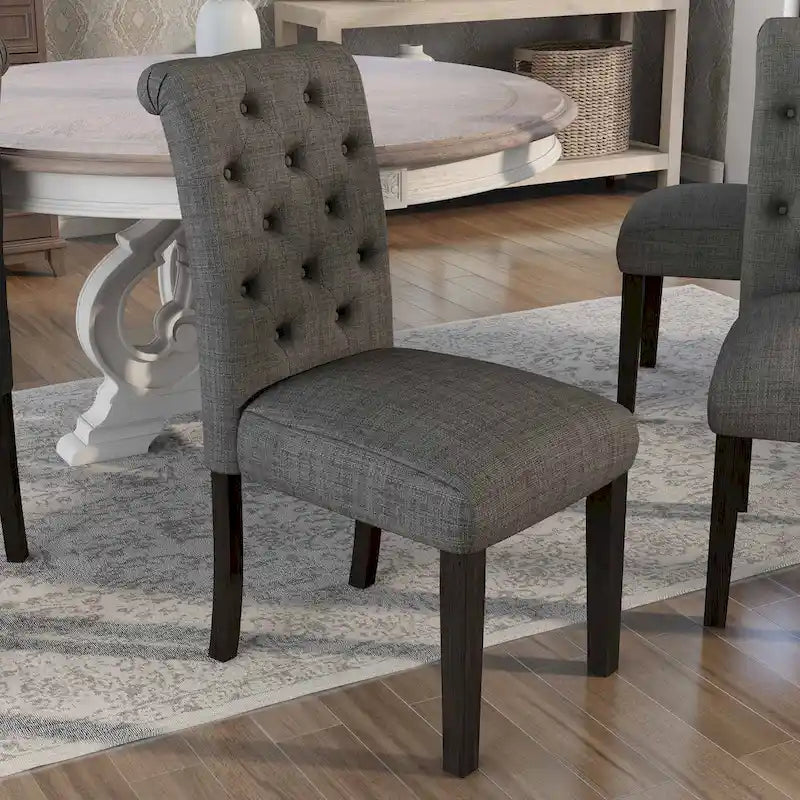 5-Piece Dining Set with Marble Tabletop & Upholstered Chairs, Country Style, 48" Table, 250 lb Chair Capacity