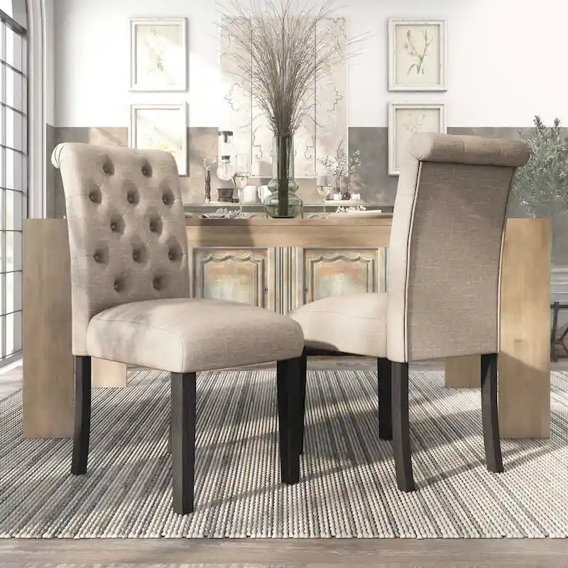 5-Piece Dining Set with Marble Tabletop & Upholstered Chairs, Country Style, 48" Table, 250 lb Chair Capacity