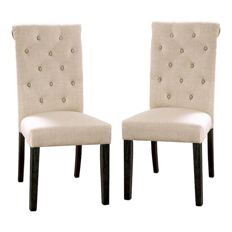 5-Piece Dining Set with Marble Tabletop & Upholstered Chairs, Country Style, 48" Table, 250 lb Chair Capacity