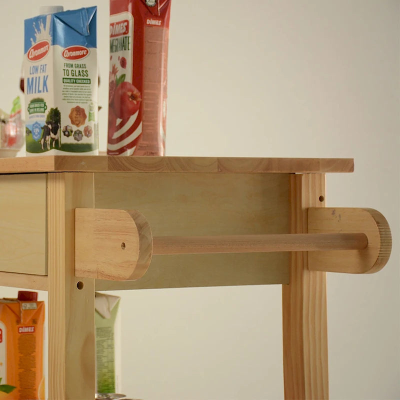 Rolling Kitchen Island with 2 Locking Casters, 40"L Storage Cart, Cabinet & Drawer for Organization