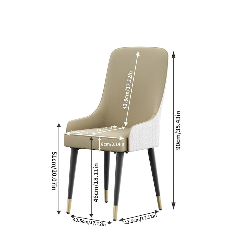 Set of 2 Microfiber Leather Luxury Upholstered Dining Chairs with Lion Head Pull Ring