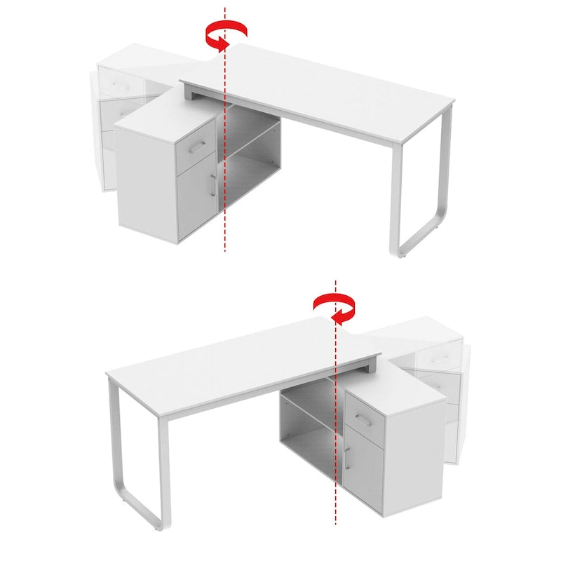 L-shaped Executive Desk With Drawer Cabinet for Home and Office Wrting