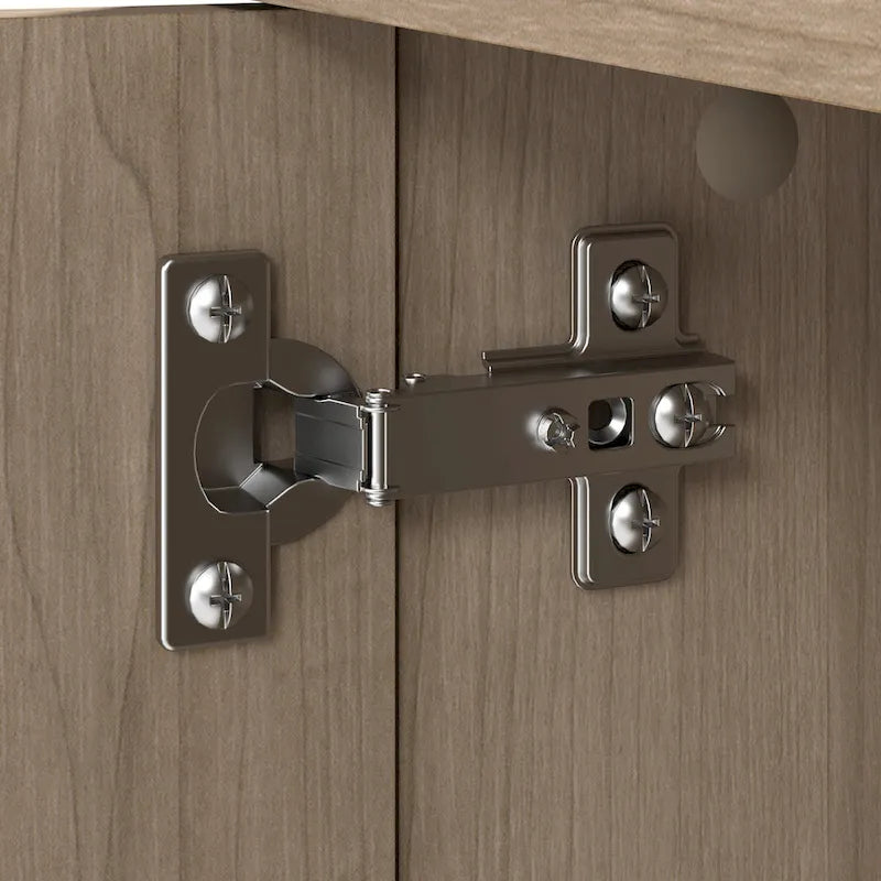 60W L-Shaped Corner Desk with Storage Cabinet, File Drawer & Keyboard Tray, Transitional Home Office Desk