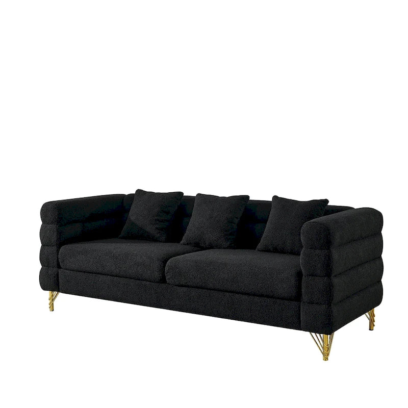 81 Inch Oversized 3 Seater Sectional Sofa, Living Room Comfort Fabric Sectional Sofa - Deep Seating Sectional Sofa, Soft Sitting