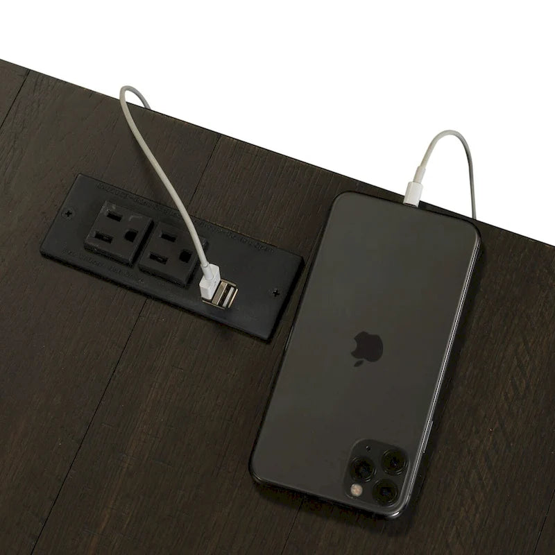 Solid Wood L-Shaped Desk with Built-in Charging Station, 5 Drawers & File Cabinet, 70" x 24" Workstation