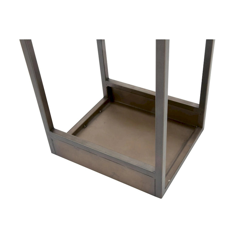 Set of 3 Nesting Side Tables, Burnished Gold & Black Metal, Aged Finish, Semi-Waterfall Arrangement