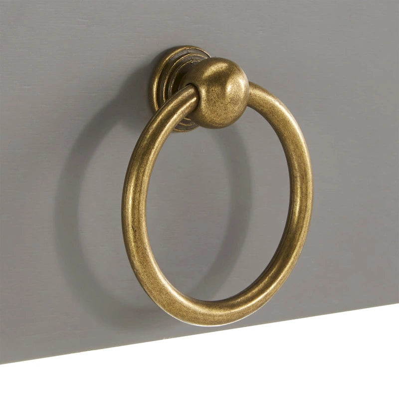 44" Quatrefoil Design Writing Desk with 2 Drawers & Brass Pulls, Poplar Wood & MDF