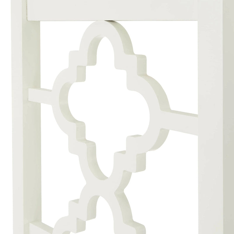 44" Quatrefoil Design Writing Desk with 2 Drawers & Brass Pulls, Poplar Wood & MDF