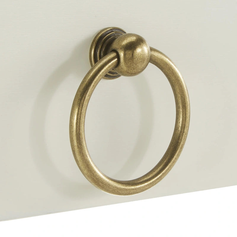 44" Quatrefoil Design Writing Desk with 2 Drawers & Brass Pulls, Poplar Wood & MDF