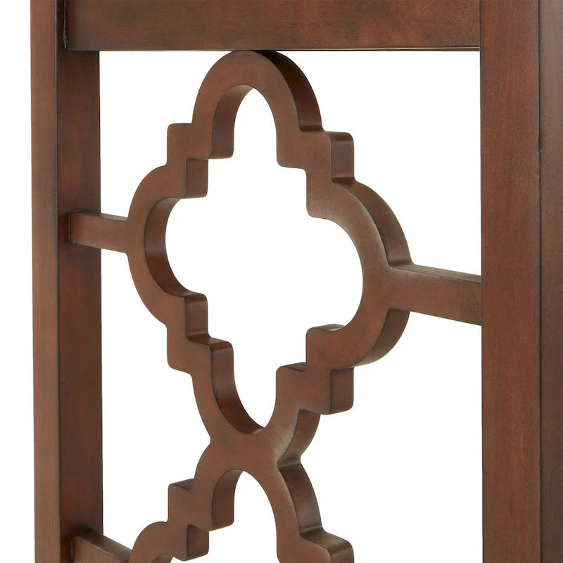 44" Quatrefoil Design Writing Desk with 2 Drawers & Brass Pulls, Poplar Wood & MDF