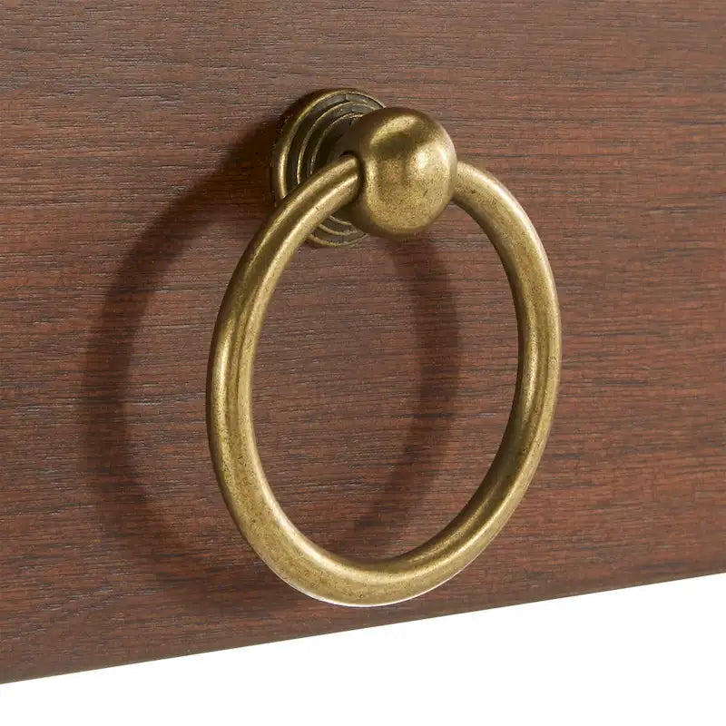 44" Quatrefoil Design Writing Desk with 2 Drawers & Brass Pulls, Poplar Wood & MDF