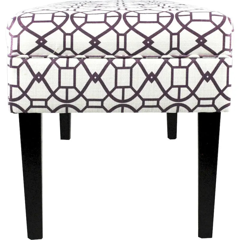 This beautifully designed bench features upholstered seating in a geometric pattern fabric, adding a stylish and trendy touch to any room.