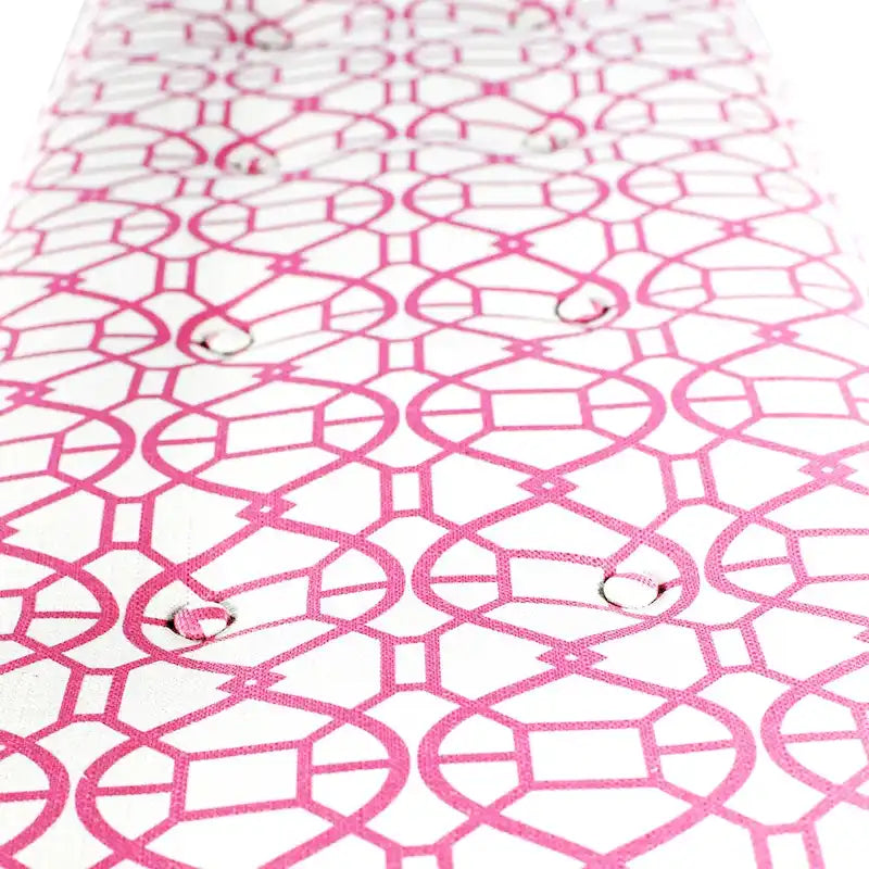 This beautifully designed bench features upholstered seating in a geometric pattern fabric, adding a stylish and trendy touch to any room.