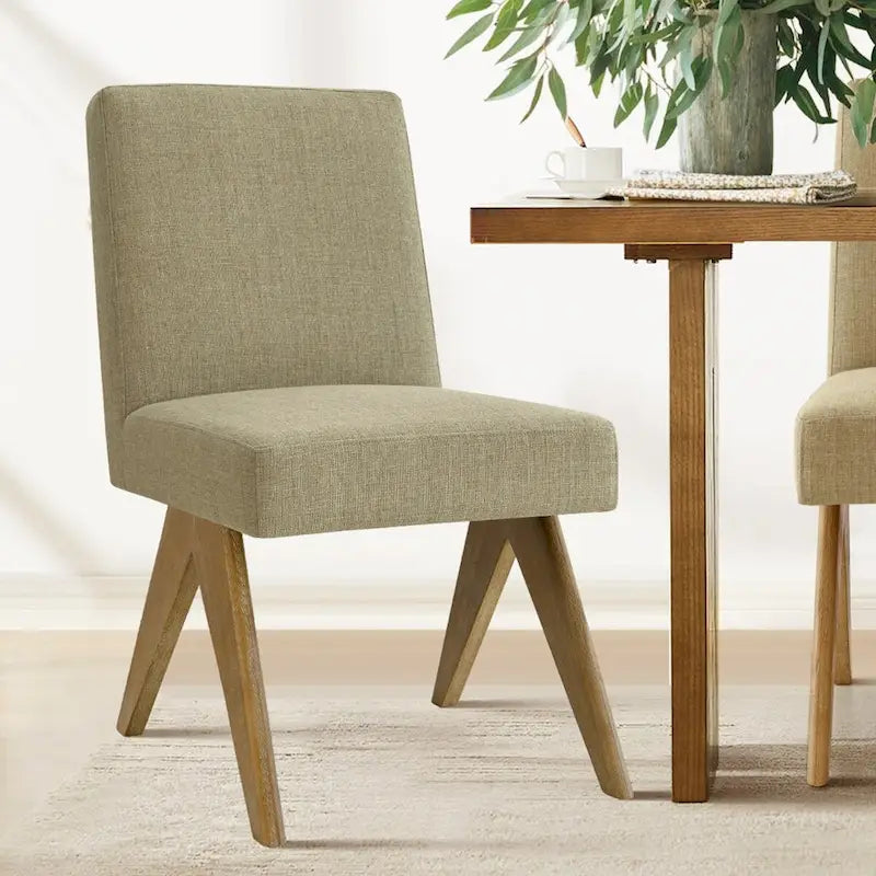 Linen-Cotton Blend Parson Chair, Chandigarh-Inspired Design with Rubber Wood Legs, 3 Neutral Colors