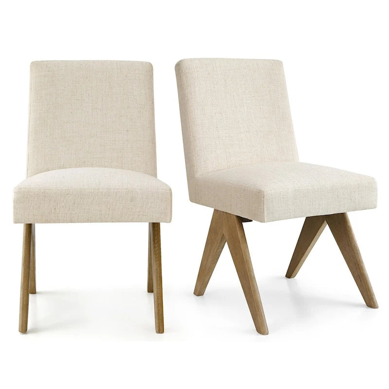 Linen-Cotton Blend Parson Chair, Chandigarh-Inspired Design with Rubber Wood Legs, 3 Neutral Colors