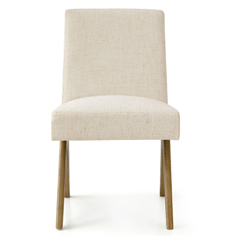 Linen-Cotton Blend Parson Chair, Chandigarh-Inspired Design with Rubber Wood Legs, 3 Neutral Colors
