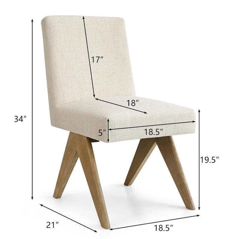 Linen-Cotton Blend Parson Chair, Chandigarh-Inspired Design with Rubber Wood Legs, 3 Neutral Colors