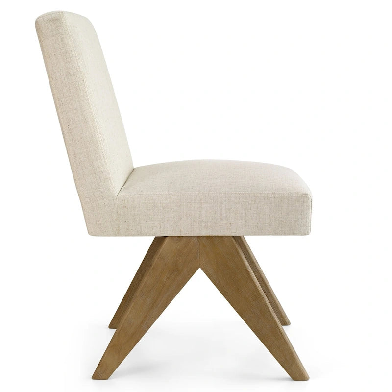 Linen-Cotton Blend Parson Chair, Chandigarh-Inspired Design with Rubber Wood Legs, 3 Neutral Colors