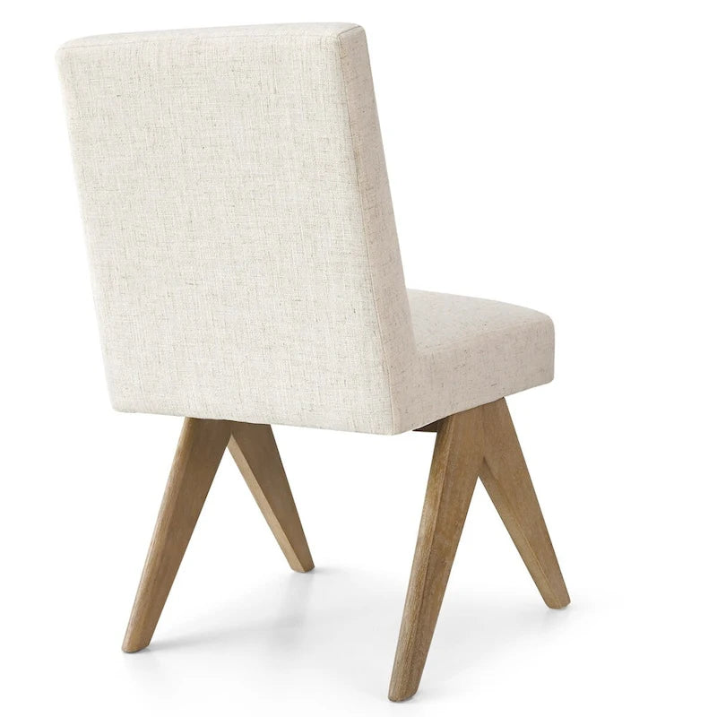 Linen-Cotton Blend Parson Chair, Chandigarh-Inspired Design with Rubber Wood Legs, 3 Neutral Colors