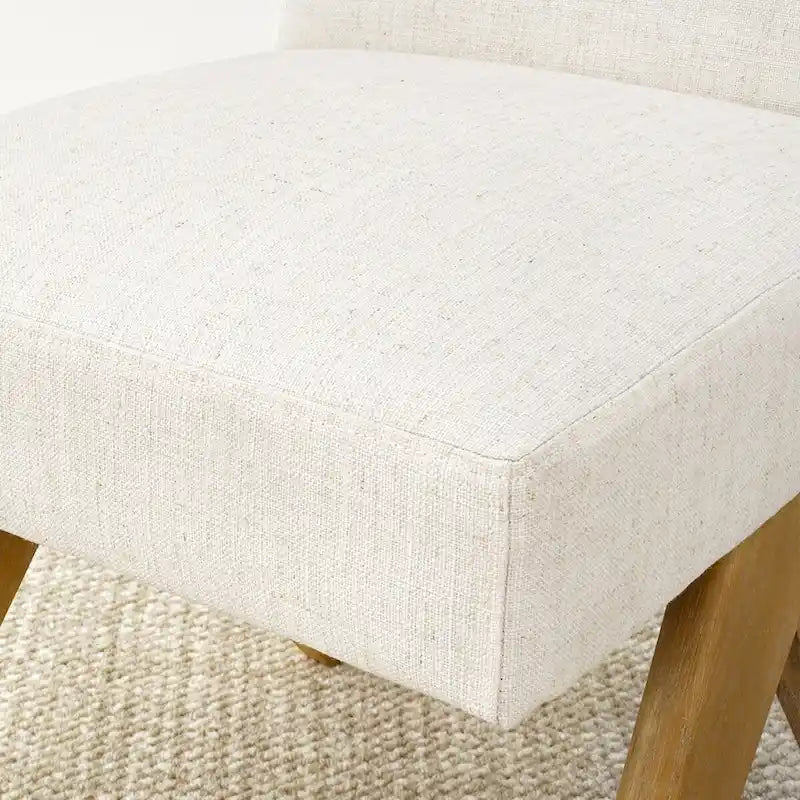 Linen-Cotton Blend Parson Chair, Chandigarh-Inspired Design with Rubber Wood Legs, 3 Neutral Colors