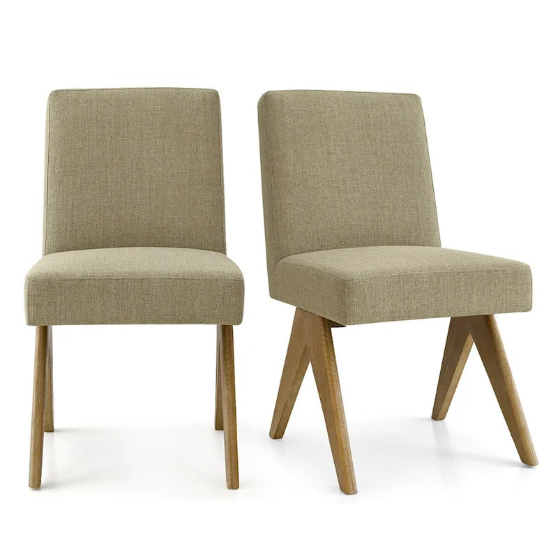 Linen-Cotton Blend Parson Chair, Chandigarh-Inspired Design with Rubber Wood Legs, 3 Neutral Colors