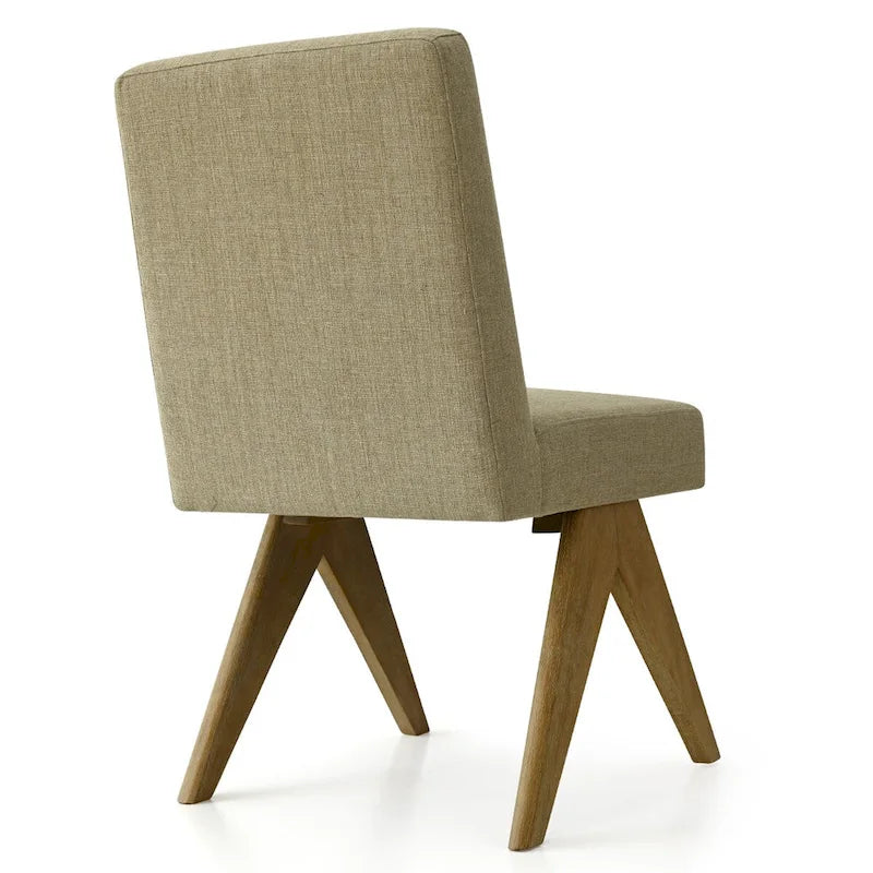 Linen-Cotton Blend Parson Chair, Chandigarh-Inspired Design with Rubber Wood Legs, 3 Neutral Colors