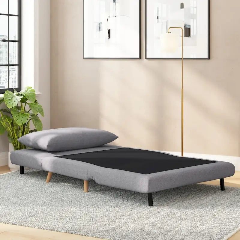 Convertible Sleep Chair to Twin Bed, 3-Position Recliner with Solid Wood Frame, 400 lb Capacity & Headrest Pillow