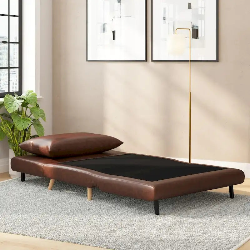 Convertible Sleep Chair to Twin Bed, 3-Position Recliner with Solid Wood Frame, 400 lb Capacity & Headrest Pillow