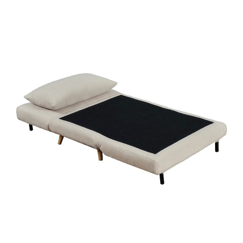 Convertible Sleep Chair to Twin Bed, 3-Position Recliner with Solid Wood Frame, 400 lb Capacity & Headrest Pillow