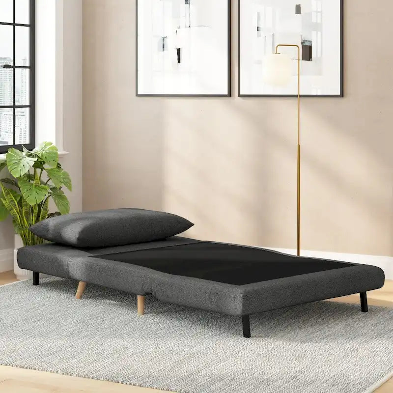 Convertible Sleep Chair to Twin Bed, 3-Position Recliner with Solid Wood Frame, 400 lb Capacity & Headrest Pillow