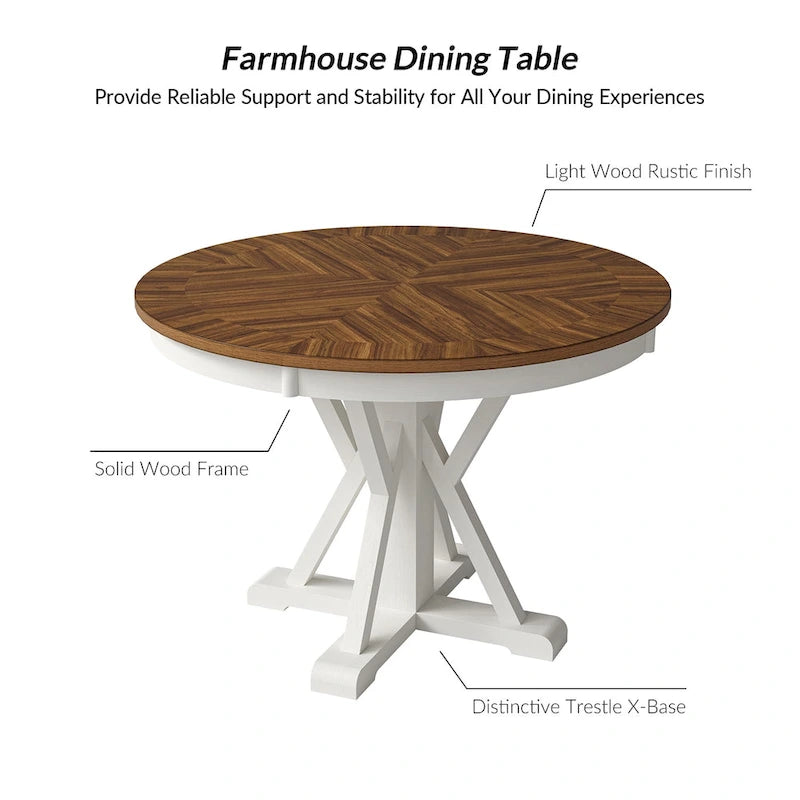 Country-Style Round Dining Table