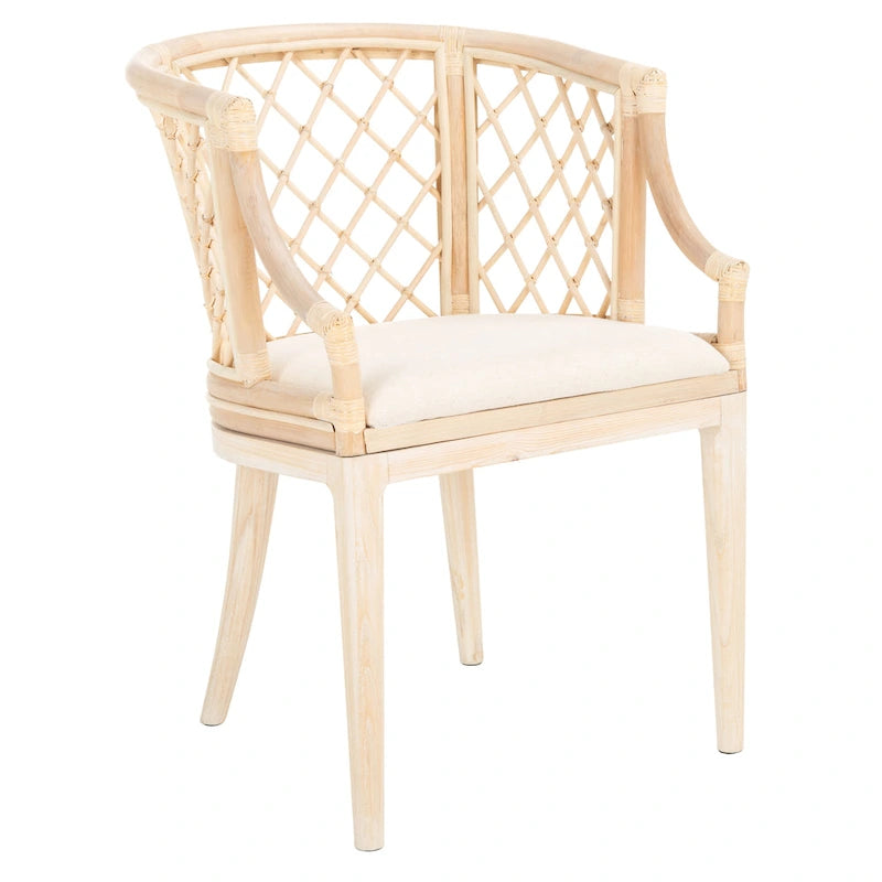 Retro, artistic, and European-style rattan grid armchair