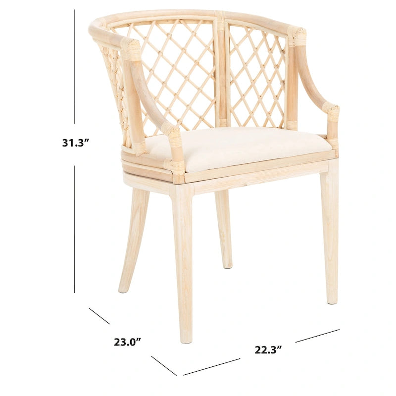 Retro, artistic, and European-style rattan grid armchair